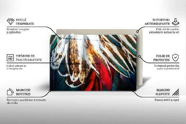 Spisskyddsplatta elegant Boho fågelfjädrar