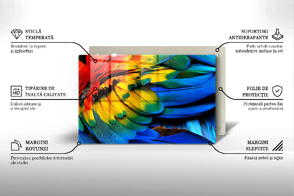 Kokkärlskydd elegant Färgglada papegojfjädrar