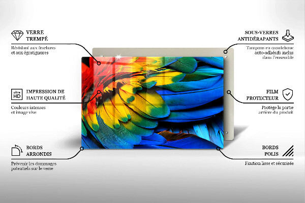 Kokkärlskydd elegant Färgglada papegojfjädrar