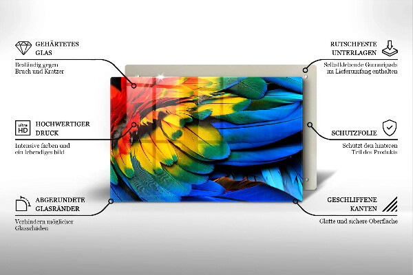 Kokkärlskydd elegant Färgglada papegojfjädrar