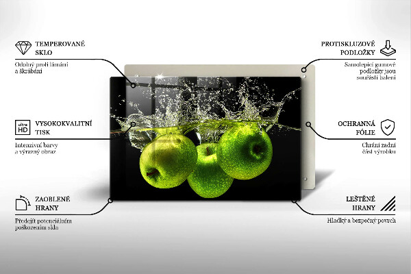 Spisskyddsplatta elegant Gröna äpplen och vatten