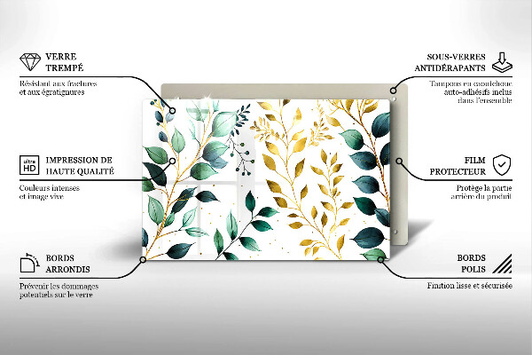 Kokkärlskydd elegant Gröna och guldiga blad