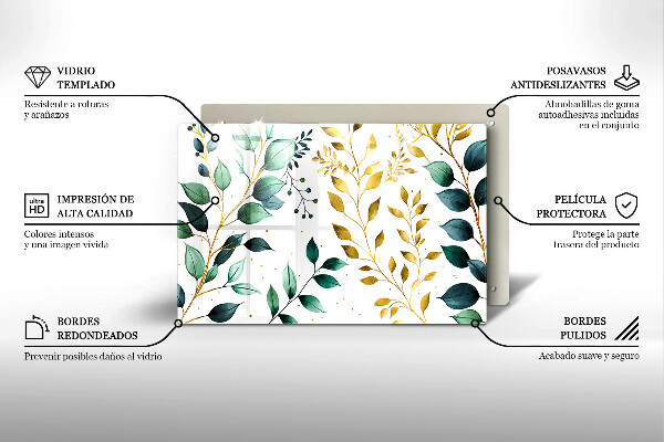 Kokkärlskydd elegant Gröna och guldiga blad