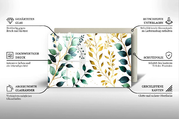 Kokkärlskydd elegant Gröna och guldiga blad