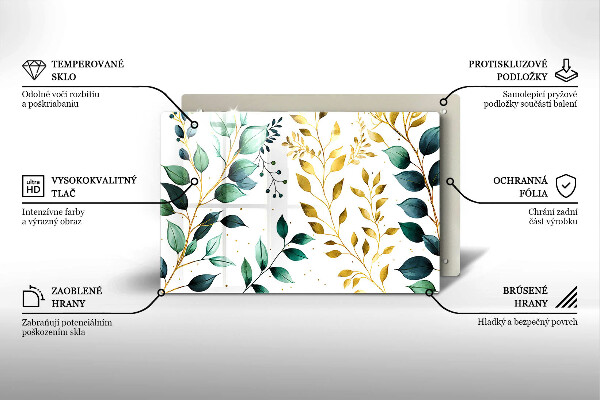 Kokkärlskydd elegant Gröna och guldiga blad