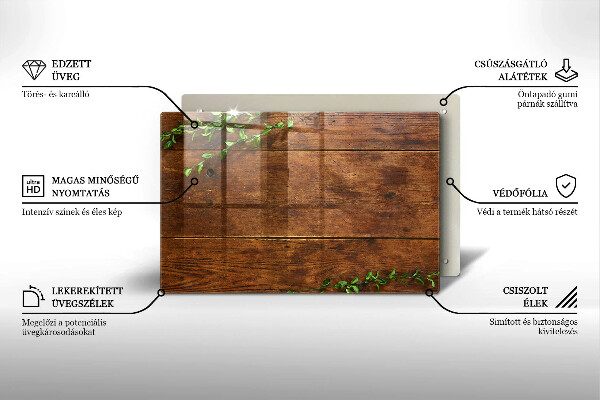 Spisskyddsplatta elegant Träskivor och löv