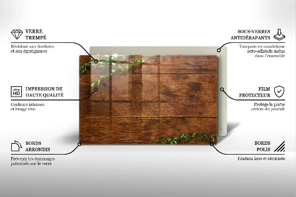 Spisskyddsplatta elegant Träskivor och löv