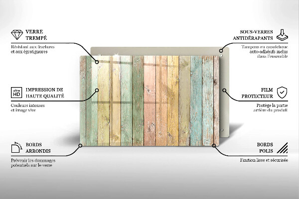 Spisskyddsplatta elegant Färgglada vintagebrädor