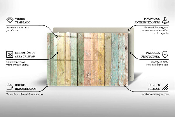 Spisskyddsplatta elegant Färgglada vintagebrädor