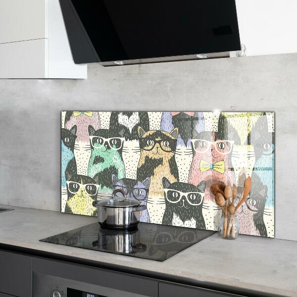 Stänkskydd kök Cat Hipster Rolig Illustration