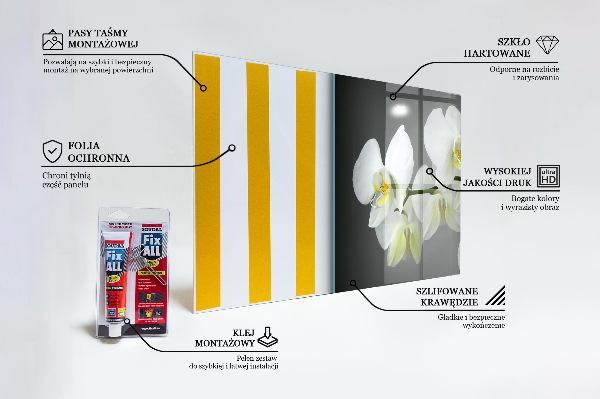 Stänkskydd kök Vit orkidé på svart bakgrund