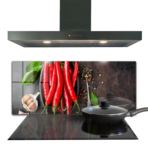 Stänkskydd kök Matlagning med varm paprika