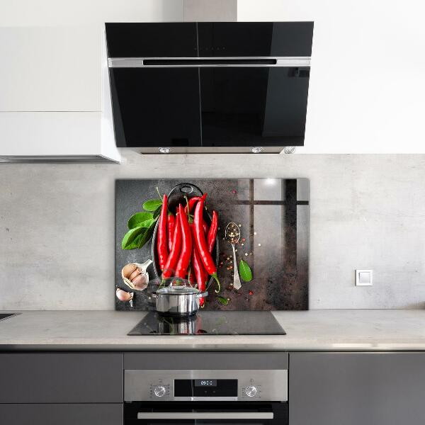 Stänkskydd kök Matlagning med varm paprika