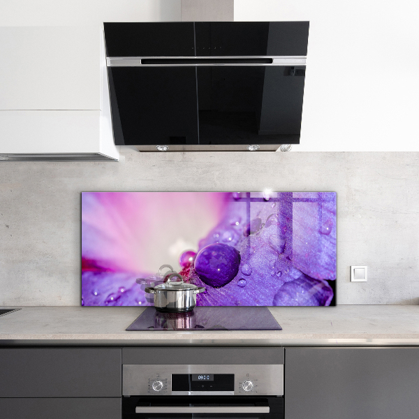 Stänkskydd kök Lila blomma med morgondagg