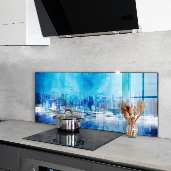 Stänkskydd kök Panorama över Manhattan New York