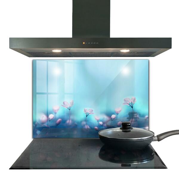 Stänkskydd kök Blommor bakom morgondimman