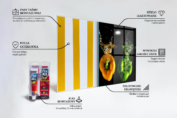 Stänkskydd kök Färgglada paprika under vatten