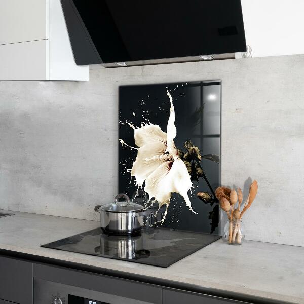 Stänkskydd kök Abstrakt vit blomma