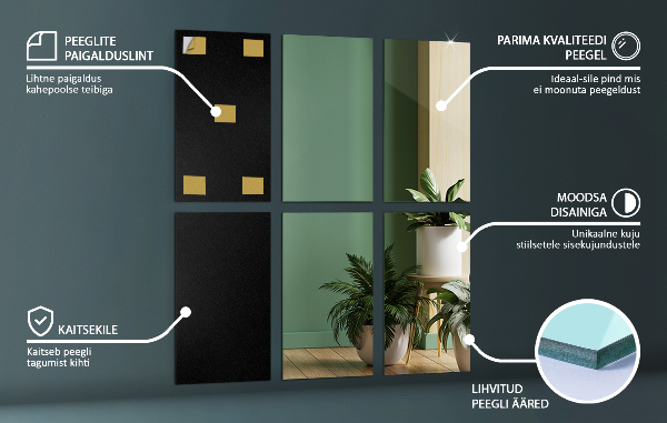 Spegelplattor 6 st 30x16 cm