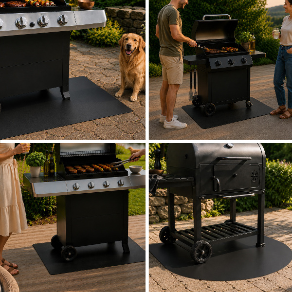 Halvcirkelformat grillunderlägg 80x90 cm