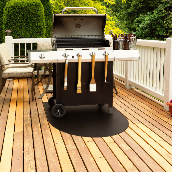 Halvcirkelformat golvskydd för grill 80x70 cm