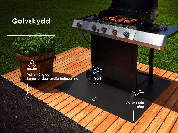 Halvcirkelformat golvskydd för grill 80x70 cm