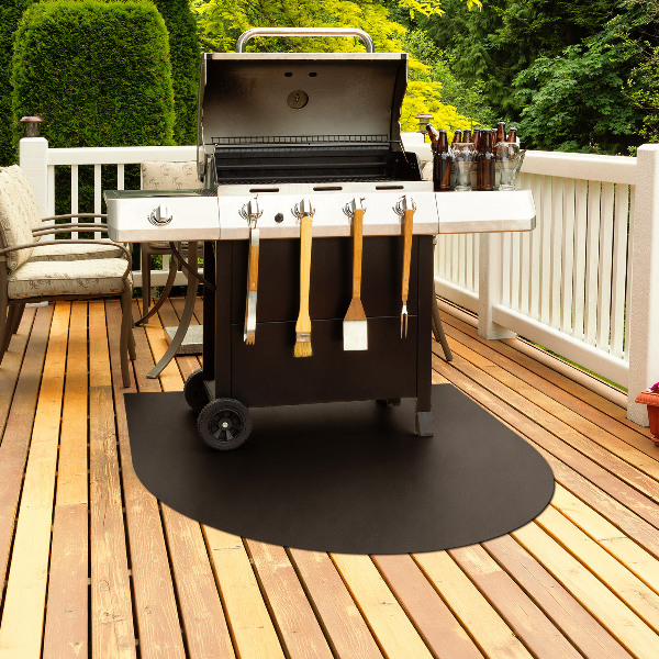 Halvovalt golvskydd för grill 100x100 cm