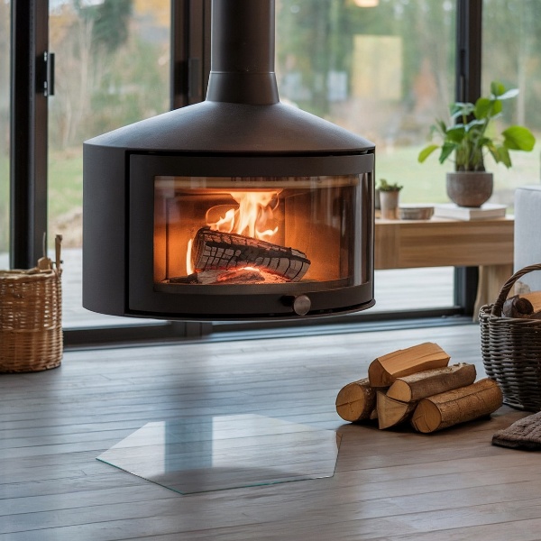 Glasskiva under kamin h40