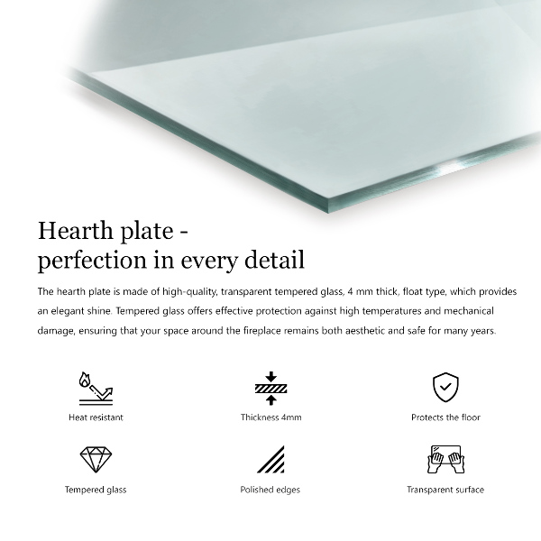 Glasskiva under kamin h40