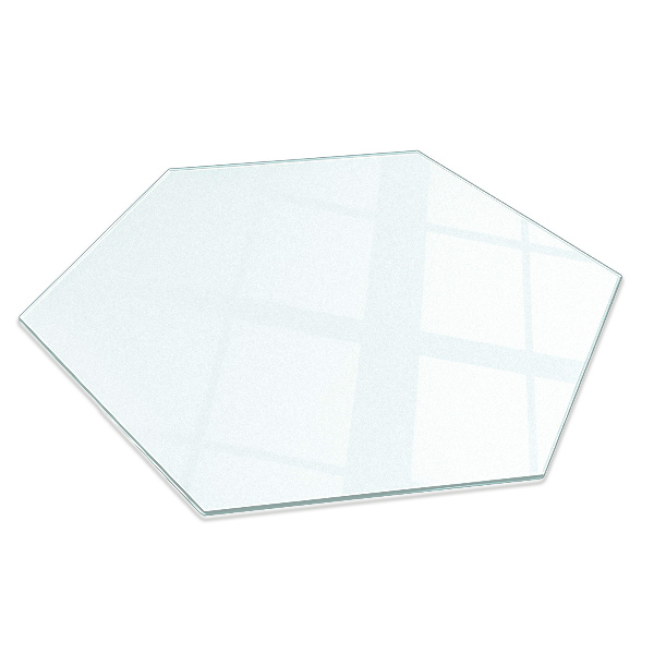 Hexagonal semitransparent glasskiva för öppen spis h40 cm