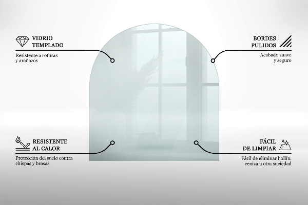 Glasskiva under kamin 80x70 cm