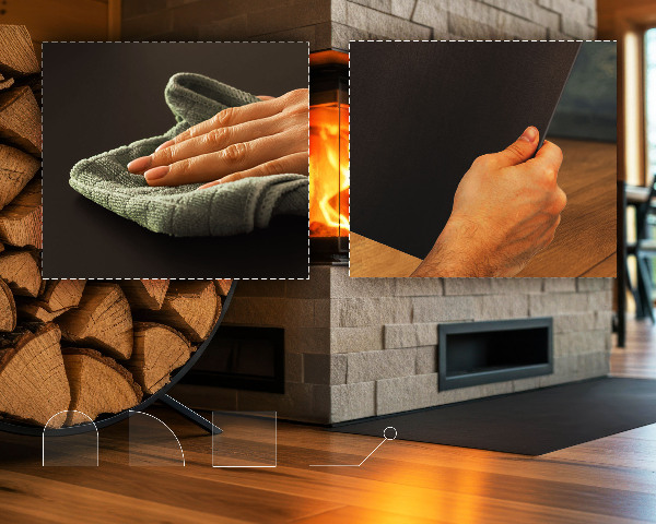 Halvovalda golvskydd till eldstäder 80x90 cm