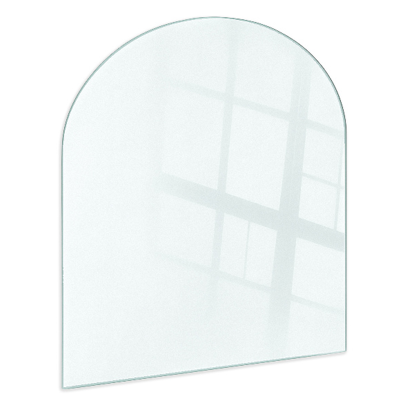 Halvoval semitransparent glasskiva för öppen spis 100x100 cm