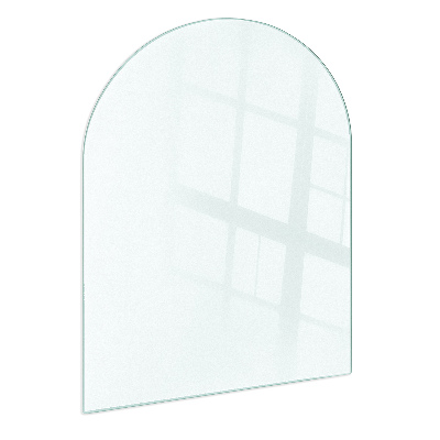 Halvoval semitransparent glasskiva för öppen spis 80x70 cm