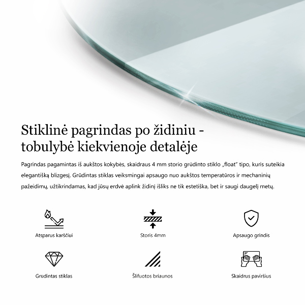 Glasskiva under braskamin fi100 cm