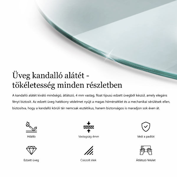 Glasskiva under braskamin fi100 cm