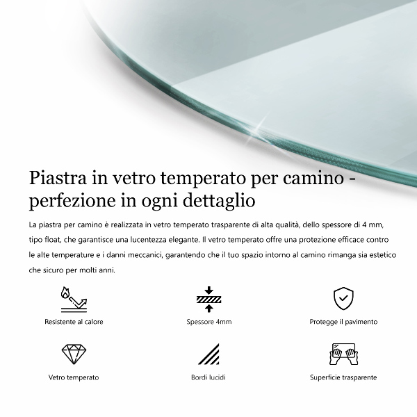 Glasskiva under braskamin fi100 cm