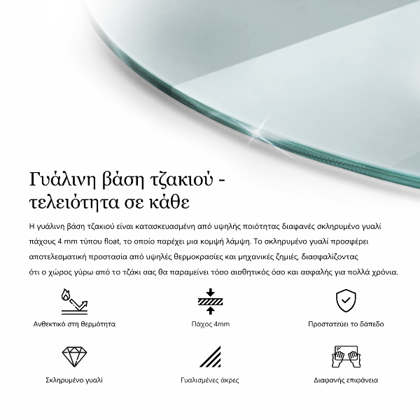 Glasskiva under braskamin fi60 cm