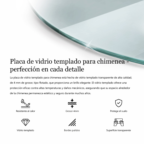 Glasskiva under braskamin fi70 cm