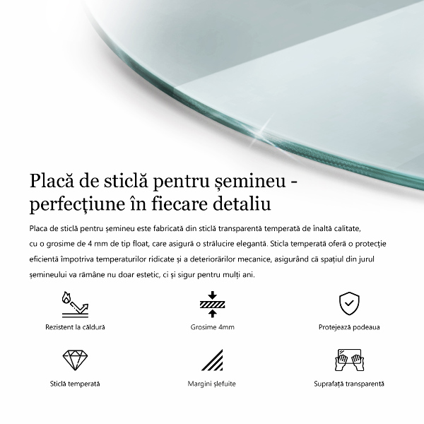 Glasskiva under braskamin fi70 cm