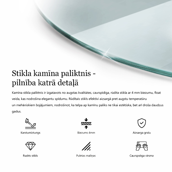 Glasskiva under braskamin fi70 cm