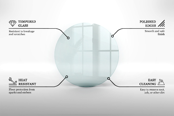 Glasskiva under braskamin fi70 cm