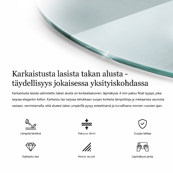 Glasskiva under braskamin fi90 cm