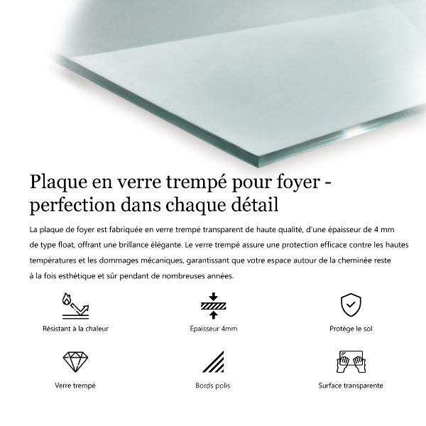 Glasskiva under kamin 100x50 cm