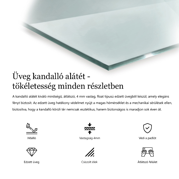 Glasskiva under kamin 120x60 cm