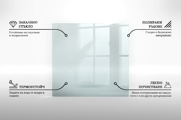 Glasskiva under kamin 125x50 cm