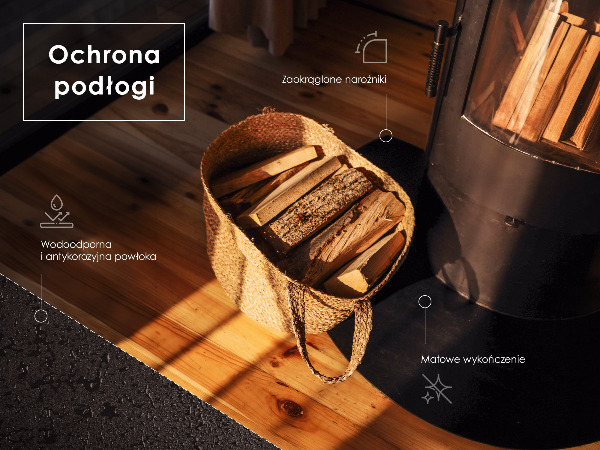 Golvskydd för eldstad i storleken 100 x 70 cm