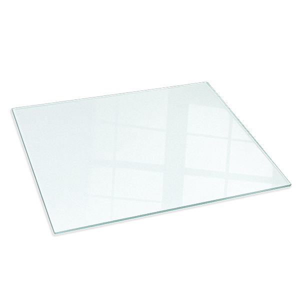 Rektangulär semitransparent glasskiva under kamin 100x70 cm