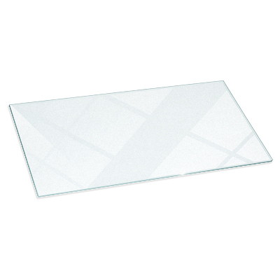 Rektangulär semitransparent glasskiva under kamin 120x60 cm