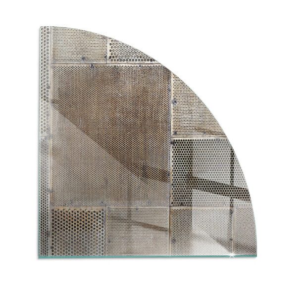 Fjärdedelscirkel glasskiva under braskamin Mönster av perforerad plåt